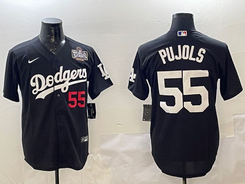 Men Los Angeles Dodgers #55 Pujols Black Game 2025 Nike MLB Jersey style 2262